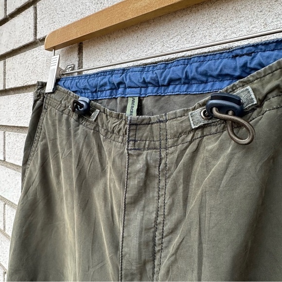 Rare Vintage Abercrombie Olive Parachute Pants XS Butterfly Embroidery Cargo Y2K - Picture 7 of 14